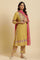 Yellow Floral Printed Kurta, Pants And Pink Dupatta Set