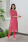 Pink Floral Printed Chiffon A-Line Kurta and Tights Set