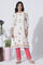 White Floral Printed Rayon Flax Kurta And Slim Pants Set