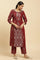 Maroon Rayon Jacquard Kurta And Pants Festive Set