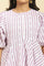 Purple And White Stripe Schiffli Peplum Top And Pants Set