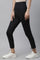 Black Solid Skinny Fit Yoga Tights With Drawstring