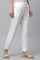White Solid Straight Fit Cotton Trousers With Lace Inserts