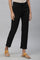 Black Solid Slim Fit Trousers With Elasticated Waist