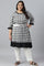 Black Checker Dobby Plus Size kurta With Belt