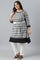 Black Checker Dobby Plus Size kurta With Belt