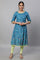 Blue Printed A line kurta & Tights Set