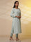 Aqua Green Striped Kurta and Trouser Set
