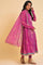 Dark Pink Sequined Anarkali kurta, Tights & Dupatta Set