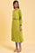 Green Embroidered Crinkled kurta