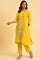 Yellow Glitter Printed A-Line kurta