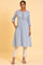 Light Blue Embroidered Cotton Summer kurta