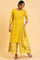 Yellow Glitter Printed Angrakha Jumpsuit