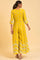 Yellow Glitter Printed Angrakha Jumpsuit