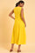 Yellow Fashionable Sleeveless Draped Dress