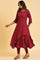 Maroon Mock Layered kurta In Moss Buti