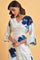 White And Blue Printed V-Neck kurta