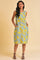 Blue And Yellow Abstract Print Western Dress