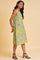 Blue And Yellow Abstract Print Western Dress