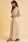 Ecru Embroidered Yarn Dyed Long Dress With Belt