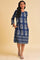 Blue Geometric Print Straight Dress