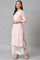 Plus Size Light Pink Mandarin Collar kurta With Embroidery