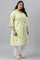 Plus Size Light Green A-Line kurta With Multi-Coloured Print