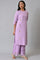 Plus Size Light Purple Embroidered kurta With Pintucks