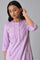 Plus Size Light Purple Embroidered kurta With Pintucks