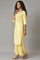 Yellow Embroidered Summer kurta With Pleats On Yoke