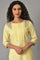 Yellow Embroidered Summer kurta With Pleats On Yoke