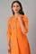 Orange Printed Asymmetrical Plus Size kurta