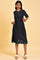 Dark Blue Embroidered A-libe Western Dress