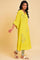 Plus Size Yellow Embroidered Checker Wrap Dress