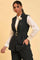 Black Yarn Dyed Western Sleeveless Jacket