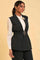 Black Yarn Dyed Western Sleeveless Jacket