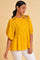 Yellow Embroidered Peplum Top