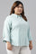 Light Blue Western Buton-Down Plus Size Top