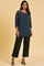 Blue Thread Embroidered Western Top