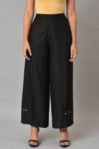 Black Side Pleated Parallel Pants