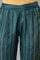 Teal Multi-Coloured Stripe Print Plus Size Pants