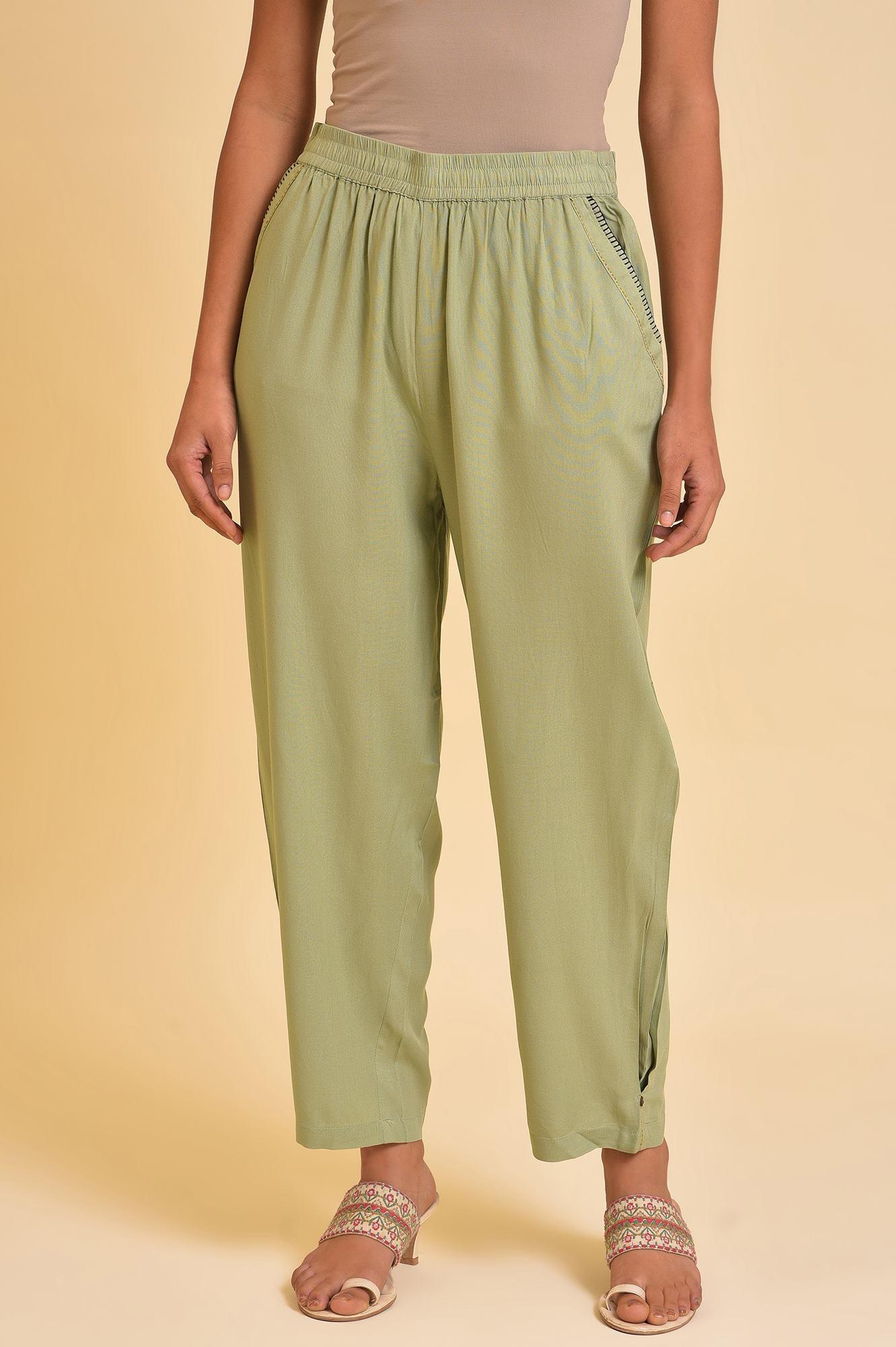 Mint Green Box Pleated Straight Pants