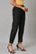 Plus Size Black Slim Pants With Embroidery At Hemline