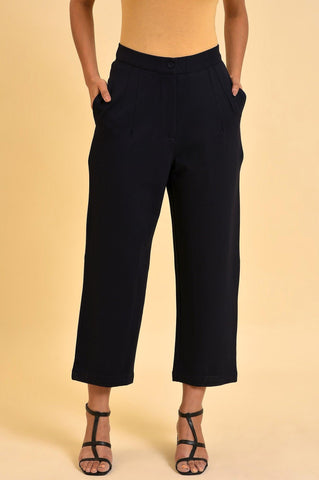 Navy Blue Straight Fit Trouser Pants