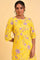 Yellow Floral Print kurta & Straight Pants Co-Ord Set