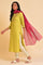 Lime Green Embroidered kurta, Pants And Dupatta Set