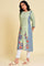 Green Print Mix kurta Set