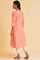 Peach Glitter Printed A-Line kurta & Pants Set