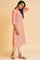 Peach Glitter Printed A-Line kurta & Pants Set