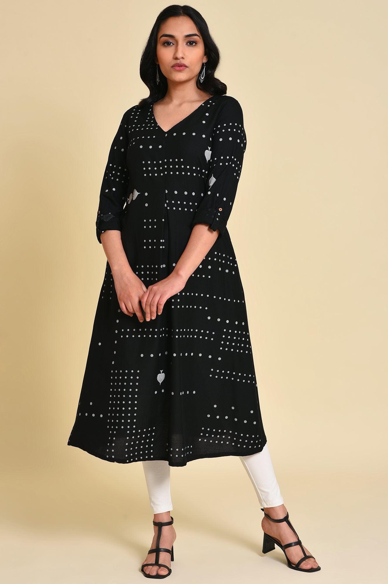 Black Spade Print kurta Set